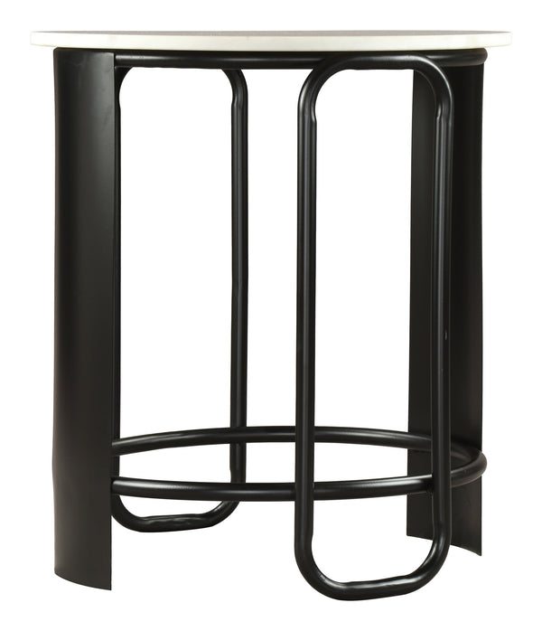 Obel Round Marble Top Accent Table with Steel Base for Modern Glam Interiors
