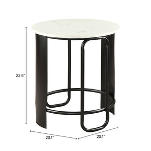 Obel Round Marble Top Accent Table with Steel Base for Modern Glam Interiors