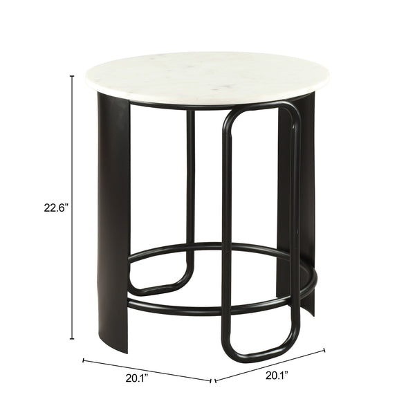Obel Round Marble Top Accent Table with Steel Base for Modern Glam Interiors