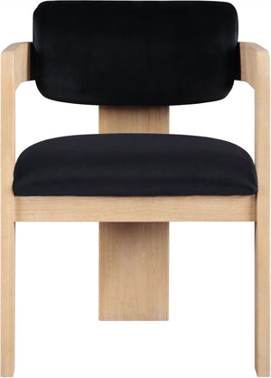 Meridian Furniture Sacha Fluted Solid Wood Dining Chair with Dense Black Velvet Upholstered Seat and Back 11094Black-C