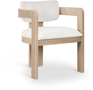 Meridian Furniture Sacha Fluted Wood Cream Velvet Dining Chair with Artisan Solid Frame for Elegant Rooms 11094Cream-C