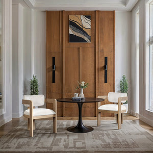 Meridian Furniture Sacha Fluted Wood Cream Velvet Dining Chair with Artisan Solid Frame for Elegant Rooms 11094Cream-C