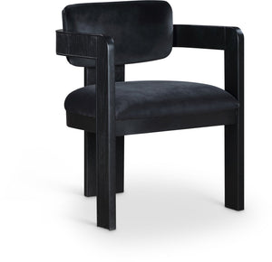 Meridian Furniture Sacha Velvet Dining Chair with Fluted Wood Frame and Architectural All-black Finish 11095Black-C
