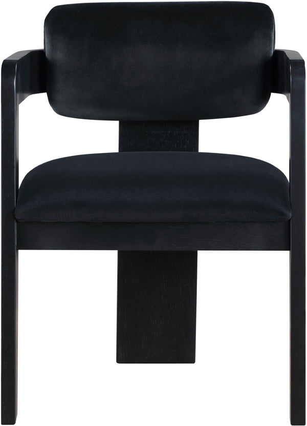 Meridian Furniture Sacha Velvet Dining Chair with Fluted Wood Frame and Architectural All-black Finish 11095Black-C