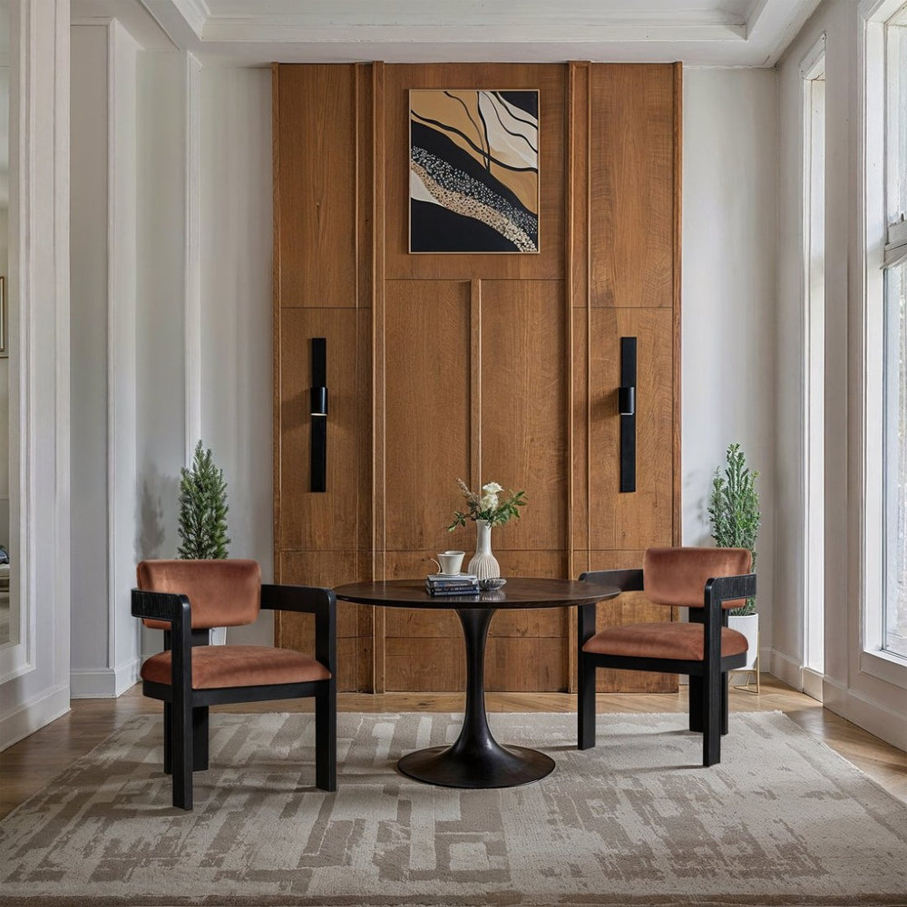 Meridian Furniture Sacha Velvet Upholstered Dining Chair with Fluted Wood Legs for Elegant Interiors 11095Cognac-C