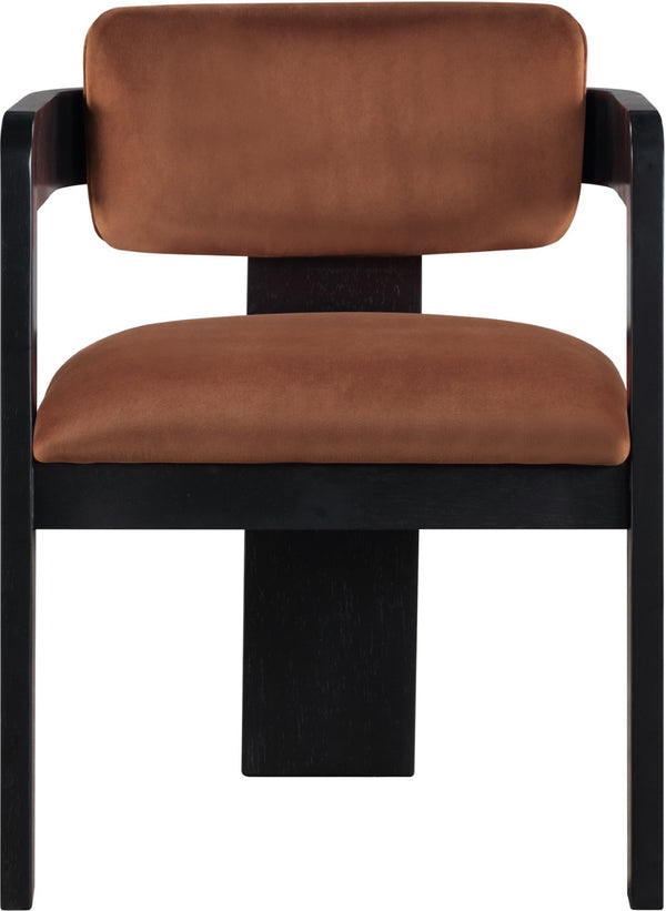 Meridian Furniture Sacha Velvet Upholstered Dining Chair with Fluted Wood Legs for Elegant Interiors 11095Cognac-C