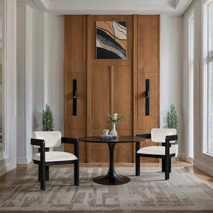 Meridian Furniture Sacha Cream Velvet Dining Chair with Fluted Wood Frame and Matte Black Contrast 11095Cream-C