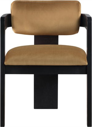 Meridian Furniture Sacha Fluted Frame Velvet Dining Chair with Solid Wood Base for Elegant Rooms 11095Saddle-C