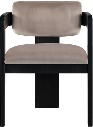Meridian Furniture Sacha Velvet Dining Chair with Fluted Wood Legs and Structured Taupe Upholstery 11095Taupe-C