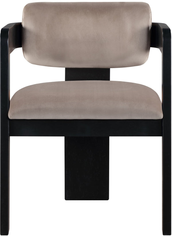 Meridian Furniture Sacha Velvet Dining Chair with Fluted Wood Legs and Structured Taupe Upholstery 11095Taupe-C