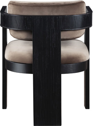 Meridian Furniture Sacha Velvet Dining Chair with Fluted Wood Legs and Structured Taupe Upholstery 11095Taupe-C