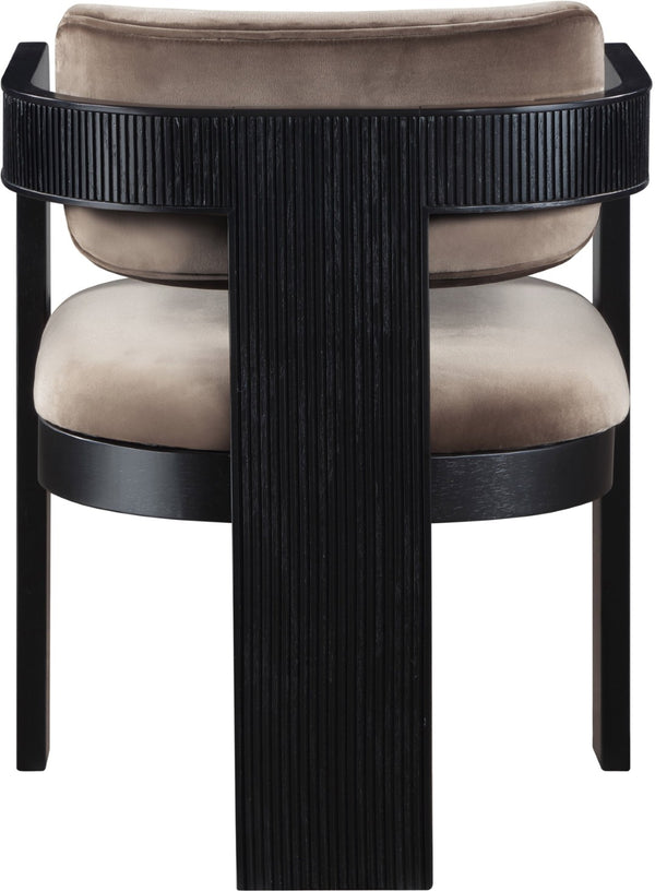 Meridian Furniture Sacha Velvet Dining Chair with Fluted Wood Legs and Structured Taupe Upholstery 11095Taupe-C