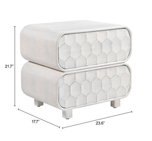 Zuo Modern Miro Solid Mango Wood Nightstand Whitewashed Finish Minimalist Bedside Storage 110966