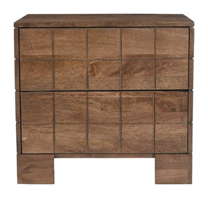 Modo Walnut Mango Wood Nightstand with Two Drawers for Modern Bedroom Decor