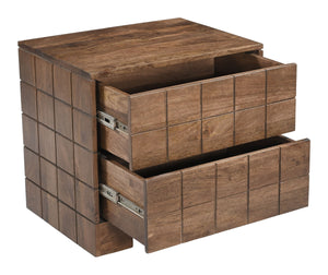 Modo Walnut Mango Wood Nightstand with Two Drawers for Modern Bedroom Decor