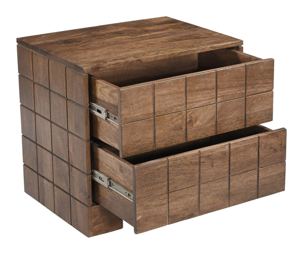 Modo Walnut Mango Wood Nightstand with Two Drawers for Modern Bedroom Decor