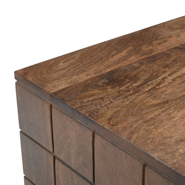 Modo Walnut Mango Wood Nightstand with Two Drawers for Modern Bedroom Decor