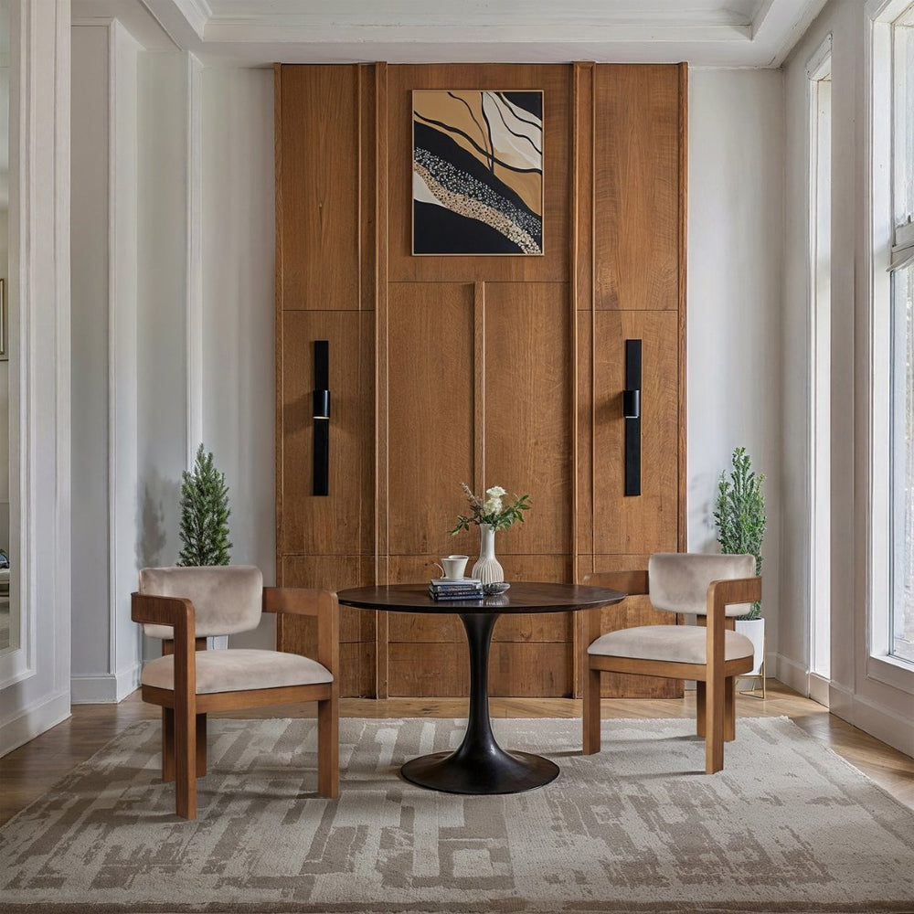 Meridian Furniture Sacha Velvet Upholstered Dining Chair with Fluted Walnut Frame for Elegant Rooms 11096Taupe-C