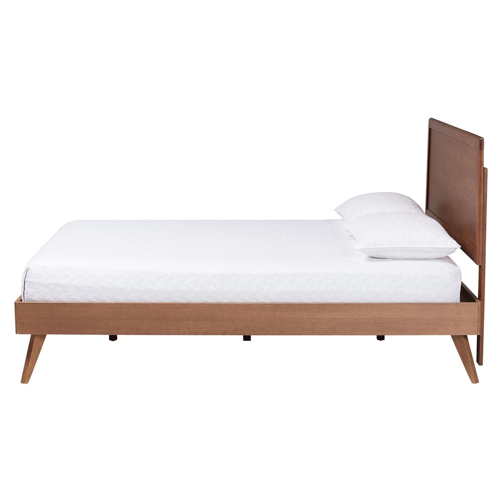 Baxton Studio Baxton Jiro Platform Bed Frame Full — Mid-Century Rubberwood Paneled Headboard, Low-Profile Retro Legs Ash Walnut Jiro-Ash Walnut-Full