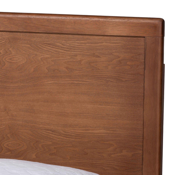 Baxton Studio Baxton Jiro Platform Bed Frame Full — Mid-Century Rubberwood Paneled Headboard, Low-Profile Retro Legs Ash Walnut Jiro-Ash Walnut-Full