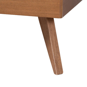 Baxton Studio Baxton Jiro Platform Bed Frame Full — Mid-Century Rubberwood Paneled Headboard, Low-Profile Retro Legs Ash Walnut Jiro-Ash Walnut-Full
