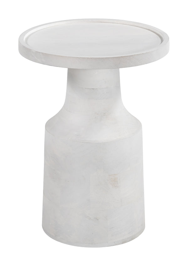 Cala Round Solid Mango Wood Side Table Minimalist Accent for Living Room or Bedroom
