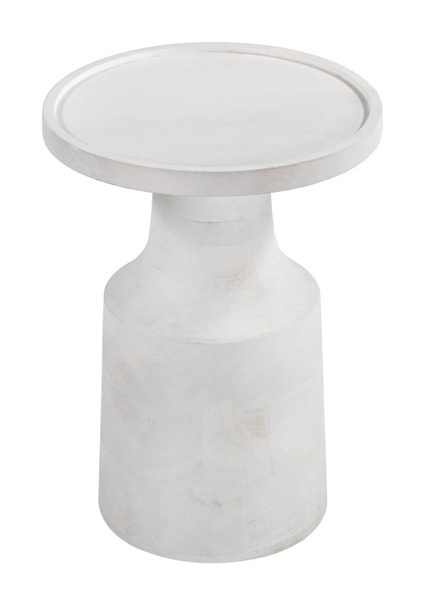 Cala Round Solid Mango Wood Side Table Minimalist Accent for Living Room or Bedroom