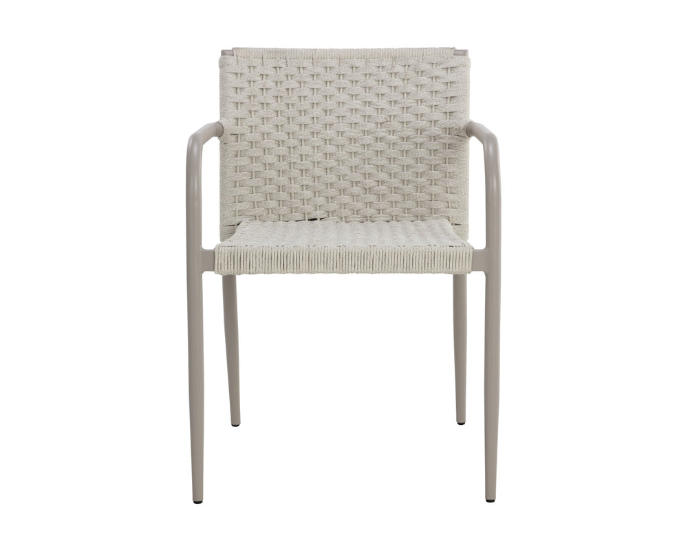 Sunpan Casella Stackable Outdoor Dining Armchair Rope Weave Powder Coated Aluminum Frame 110979
