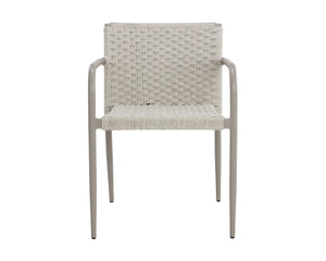 Sunpan Casella Stackable Outdoor Dining Armchair Rope Weave Powder Coated Aluminum Frame 110979