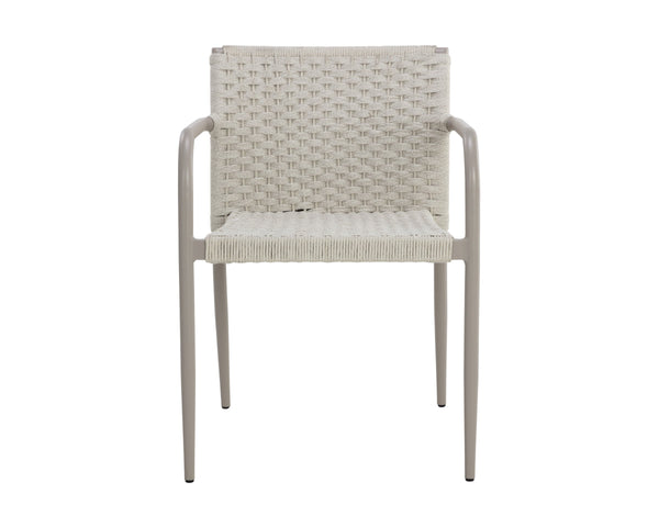 Sunpan Casella Stackable Outdoor Dining Armchair Rope Weave Powder Coated Aluminum Frame 110979