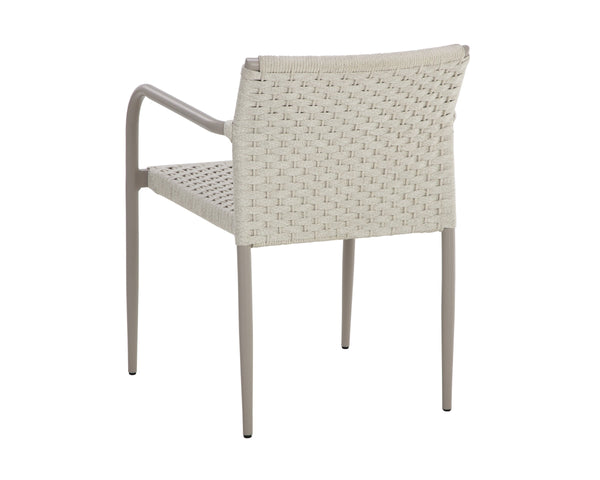 Sunpan Casella Stackable Outdoor Dining Armchair Rope Weave Powder Coated Aluminum Frame 110979
