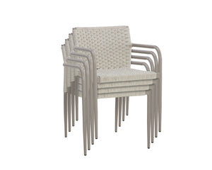 Sunpan Casella Stackable Outdoor Dining Armchair Rope Weave Powder Coated Aluminum Frame 110979