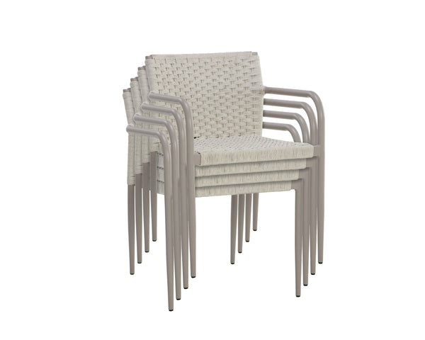 Sunpan Casella Stackable Outdoor Dining Armchair Rope Weave Powder Coated Aluminum Frame 110979