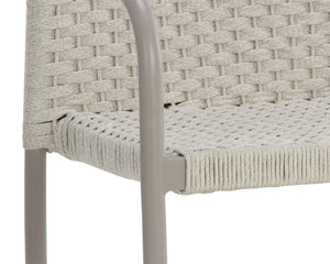 Sunpan Casella Stackable Outdoor Dining Armchair Rope Weave Powder Coated Aluminum Frame 110979