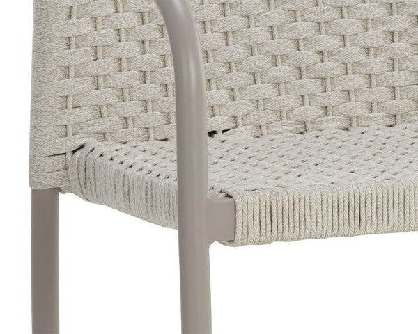 Sunpan Casella Stackable Outdoor Dining Armchair Rope Weave Powder Coated Aluminum Frame 110979