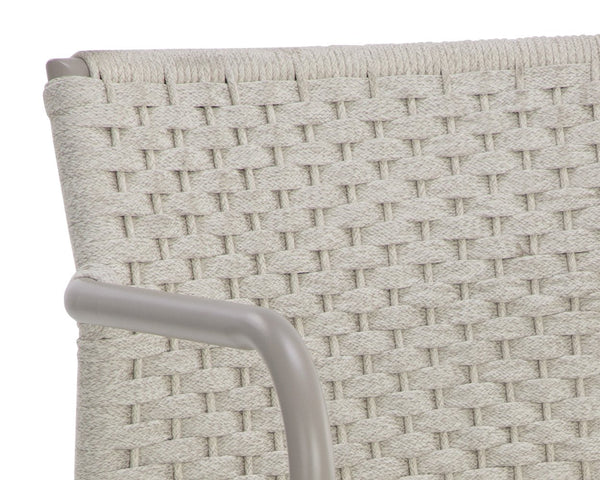 Sunpan Casella Stackable Outdoor Dining Armchair Rope Weave Powder Coated Aluminum Frame 110979