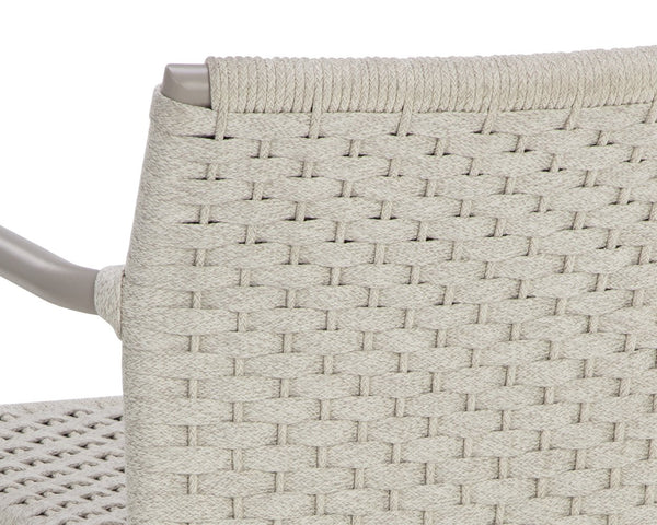 Sunpan Casella Stackable Outdoor Dining Armchair Rope Weave Powder Coated Aluminum Frame 110979