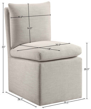 Meridian Furniture Nelori Upholstered Dining Chair Linen Performance Fabric Solid Wood Frame Modern Room Beige 11097Beige-C