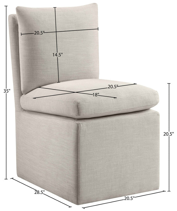 Meridian Furniture Nelori Upholstered Dining Chair Linen Performance Fabric Solid Wood Frame Modern Room Beige 11097Beige-C