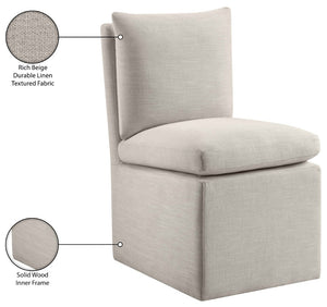 Meridian Furniture Nelori Upholstered Dining Chair Linen Performance Fabric Solid Wood Frame Modern Room Beige 11097Beige-C