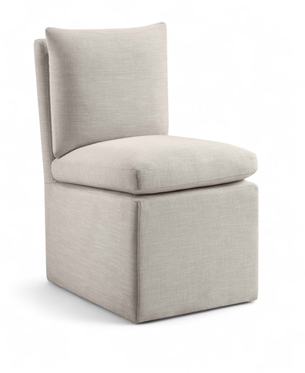 Meridian Furniture Nelori Upholstered Dining Chair Linen Performance Fabric Solid Wood Frame Modern Room Beige 11097Beige-C