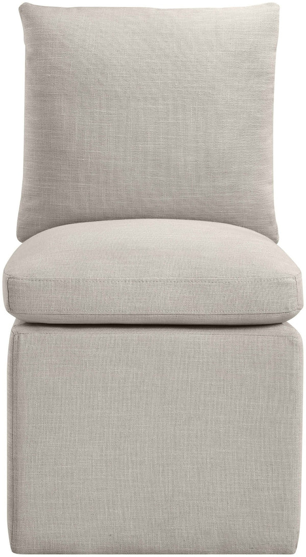 Meridian Furniture Nelori Upholstered Dining Chair Linen Performance Fabric Solid Wood Frame Modern Room Beige 11097Beige-C