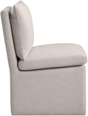Meridian Furniture Nelori Upholstered Dining Chair Linen Performance Fabric Solid Wood Frame Modern Room Beige 11097Beige-C