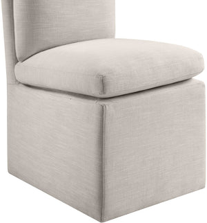 Meridian Furniture Nelori Upholstered Dining Chair Linen Performance Fabric Solid Wood Frame Modern Room Beige 11097Beige-C