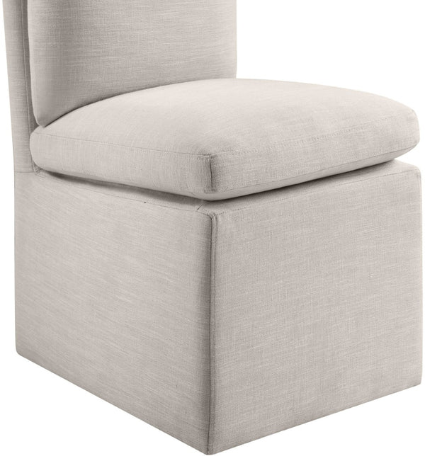 Meridian Furniture Nelori Upholstered Dining Chair Linen Performance Fabric Solid Wood Frame Modern Room Beige 11097Beige-C