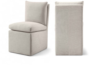 Meridian Furniture Nelori Upholstered Dining Chair Linen Performance Fabric Solid Wood Frame Modern Room Beige 11097Beige-C