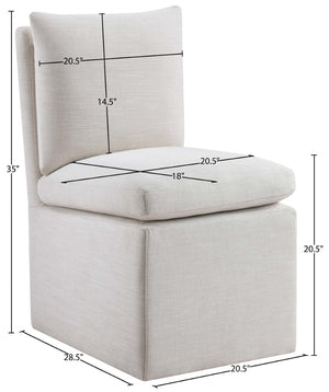 Meridian Furniture Nelori Upholstered Dining Chair Linen Performance Fabric Solid Wood Frame Modern Room Cream 11097Cream-C
