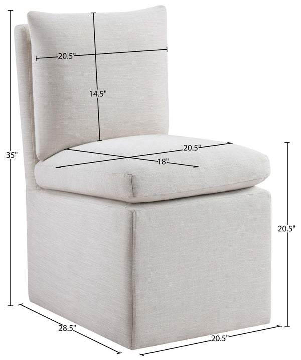 Meridian Furniture Nelori Upholstered Dining Chair Linen Performance Fabric Solid Wood Frame Modern Room Cream 11097Cream-C