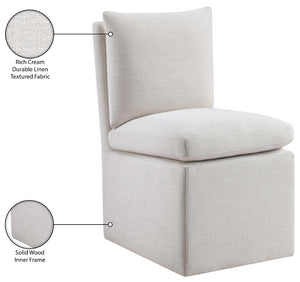 Meridian Furniture Nelori Upholstered Dining Chair Linen Performance Fabric Solid Wood Frame Modern Room Cream 11097Cream-C