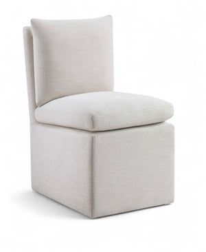 Meridian Furniture Nelori Upholstered Dining Chair Linen Performance Fabric Solid Wood Frame Modern Room Cream 11097Cream-C
